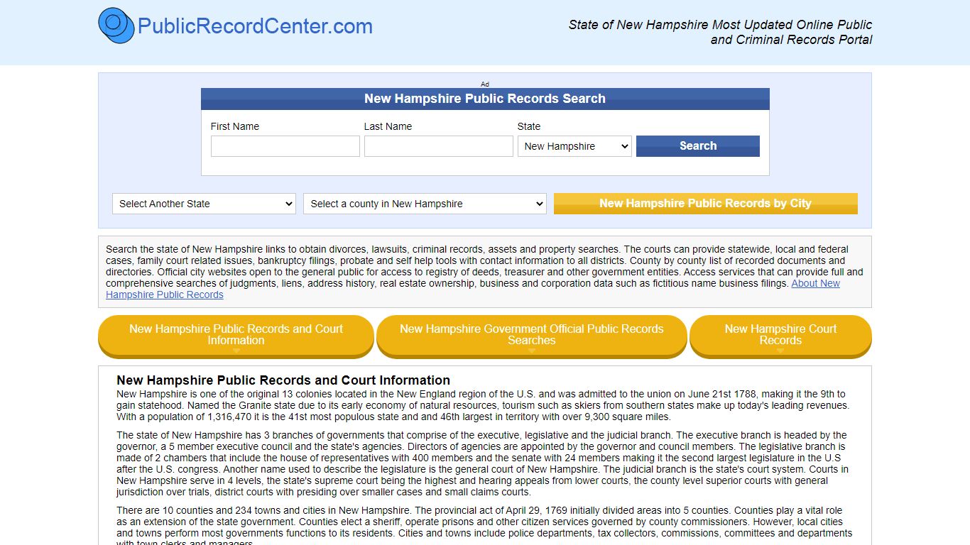 New Hampshire Free Public Records, Criminal Records And Background Checks